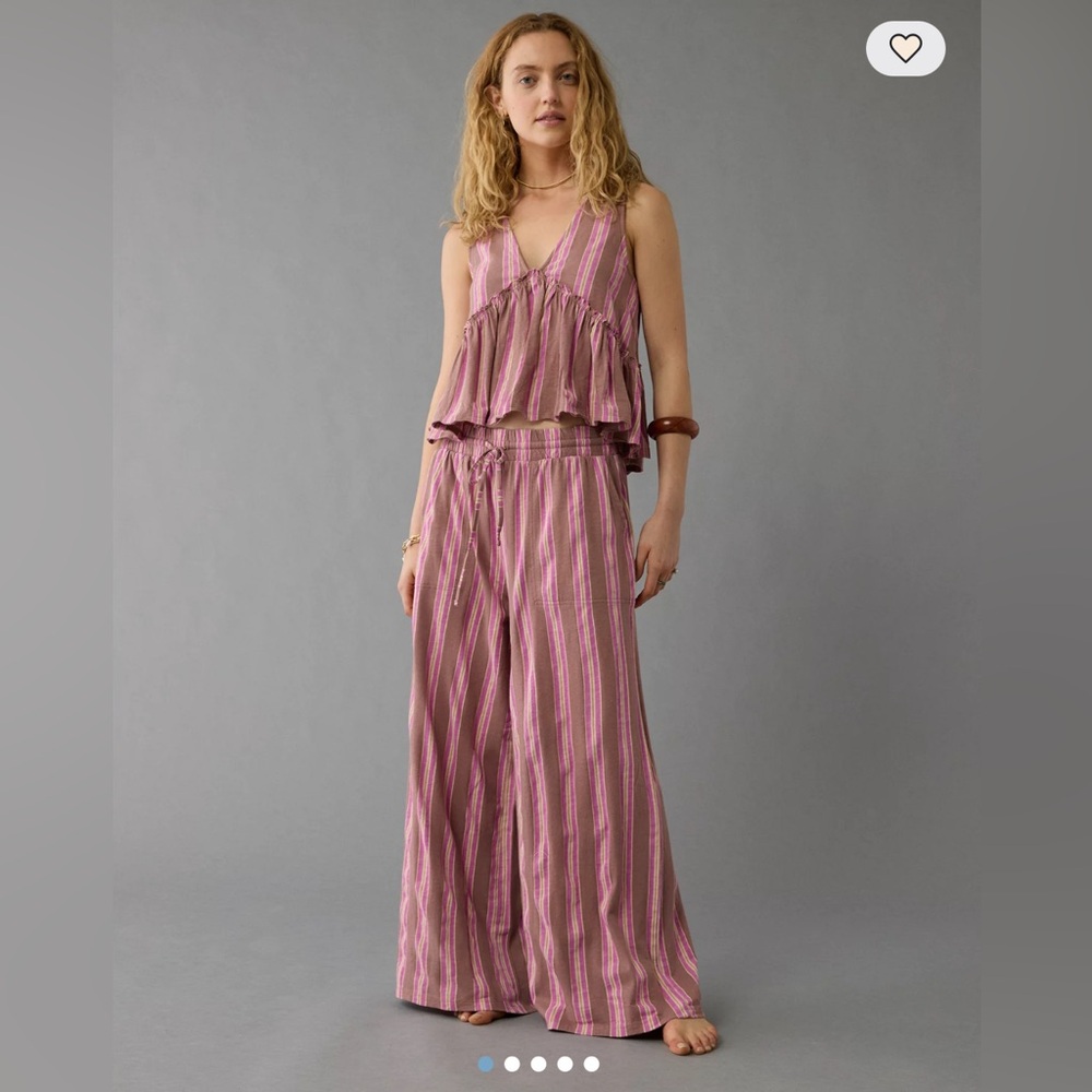 AE Pink and Brown Striped Women's Jumpsuit